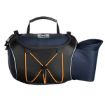 Trekking belt bag från Non-stop dogwear är en väska i mörkblått och grafitgrått med orange detaljer.