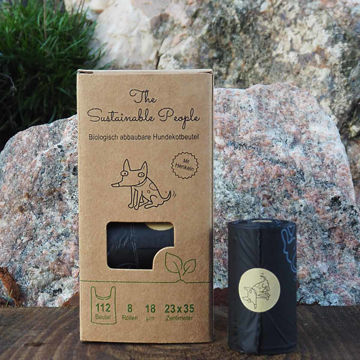 Komposterbara bajspåsar med handtag Bajspåsar på liten rulle som passar i de flesta bajspåsehållare. Dessa bajspåsar är svarta och har handtag.