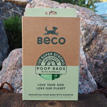 Nedbrytbara bajspåsar från Beco. Nedbrytbara bajspåsar från Beco i pappersförpackning.