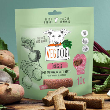Visa detaljer för Dentals Rödbeta - Vegdog - veganska tuggpinnar Bild på Dentals Rödbeta - Vegdog - veganska tuggpinnar