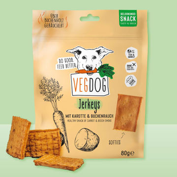 Visa detaljer för Jerkeys Morot - Vegdog - veganskt hundgodis Bild på Jerkeys Morot - Vegdog - veganskt hundgodis