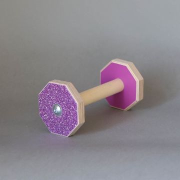 Visa detaljer för Lydnadsapport LG - MINI Larz Glitterz lila glitter Glittrig lydnadsapport i ljuslila, med lila insida och greppinne av obehandlad ek