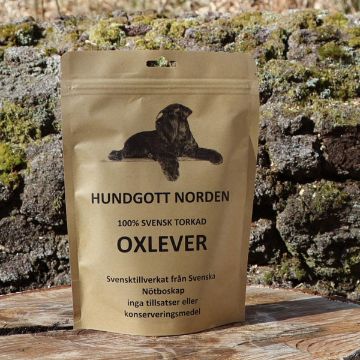 Visa detaljer för Torkad oxlever, till stor del ekologisk Brun zip-påse med torkad nötlever