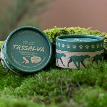 Visa detaljer för Kära Hund  🐝 🌻  ekologisk tassalva mot eksem, 60 ml Förebyggande tasssalva av bivax. Fin pappersförpackning med röd dekor.