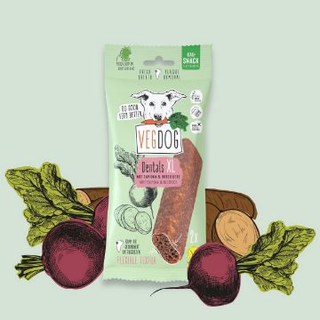 Visa detaljer för Dentals XL Rödbeta - Vegdog - veganska tuggpinnar VegDog veganska tuggpinnar