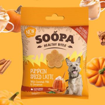 Visa detaljer för Pumpkin Spiced Latte - Soopa Bites veganskt hundgodis  Veganskt hundgodis Pumpkin Spiced Latte från Soopa
