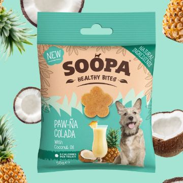 Visa detaljer för Paw-Na Colada - Soopa Bites veganskt hundgodis Paw-Na Colada - Soopa Bites veganskt hundgodis