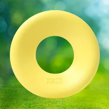 Visa detaljer för Hundleksak frisbee large - Earth Rated Mjuk och följsam frisbee i knallgult naturgummi
