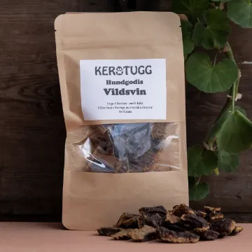 Visa detaljer för KEROTUGG hundgodis - vildsvin Hundgodis vildsvin i rektangulära bitar. Återförslutningsbar påse.