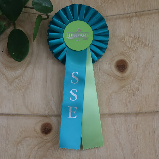 SSE rosett som matchar färgerna om du tävlar i klass två.