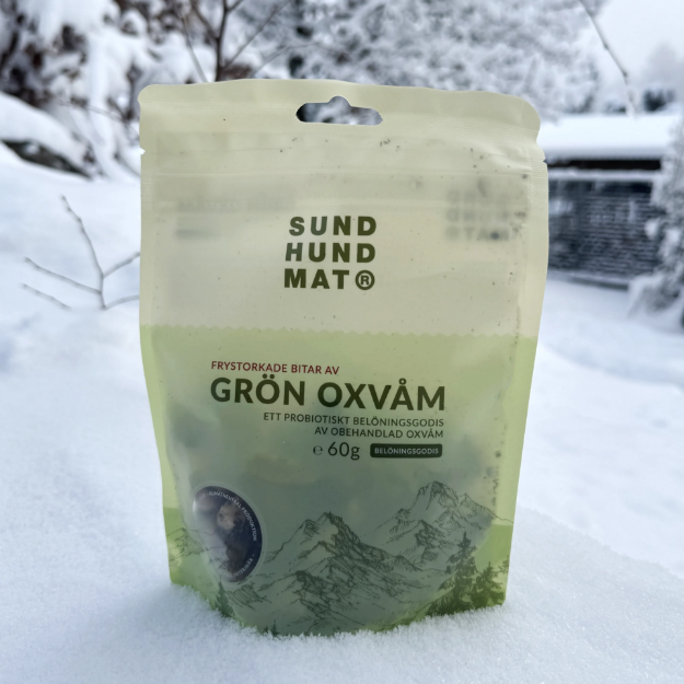 Grön oxvåm från Sundhundmat, ett probiotiskt belöningsgodis