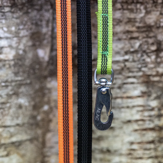 Antiglidkoppel med karbinhake - 12mm, 1.9 meter i orange, svart och grönt