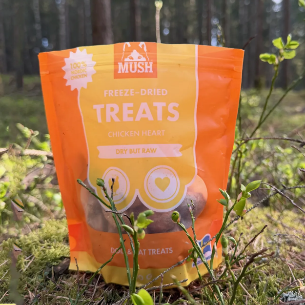 Hundgodis, frystorkat kycklinghjärta från mush