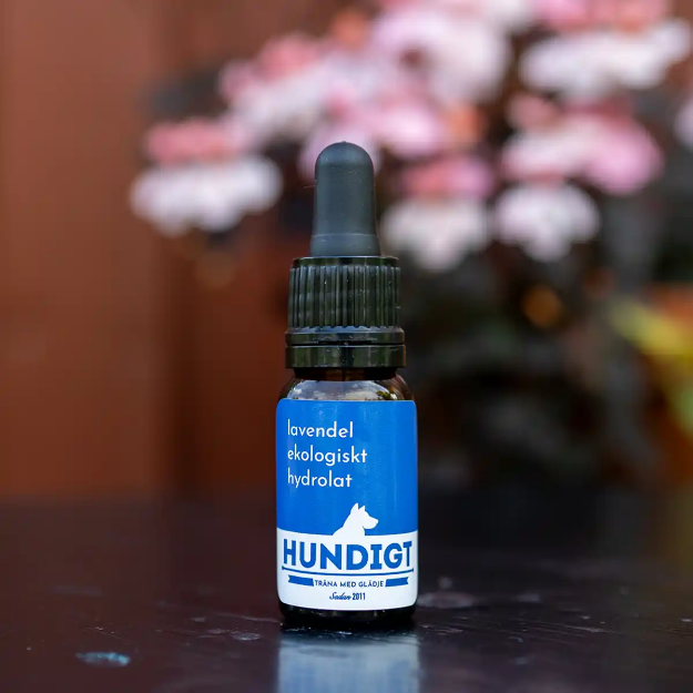 Vildväxande hydrolat till nosework kommer i en brun flaska med pipett.